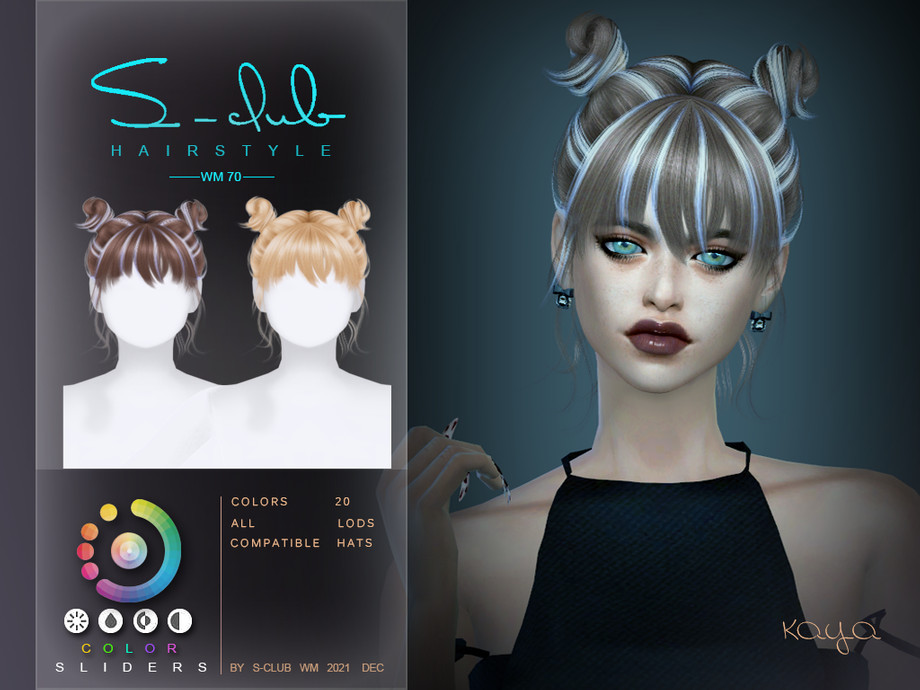 Cute Hair With Buns Bangskaya By S Club From Tsr • Sims 4 Downloads