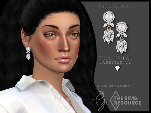 Pearl Bridal Earrings v2 by Glitterberryfly from TSR