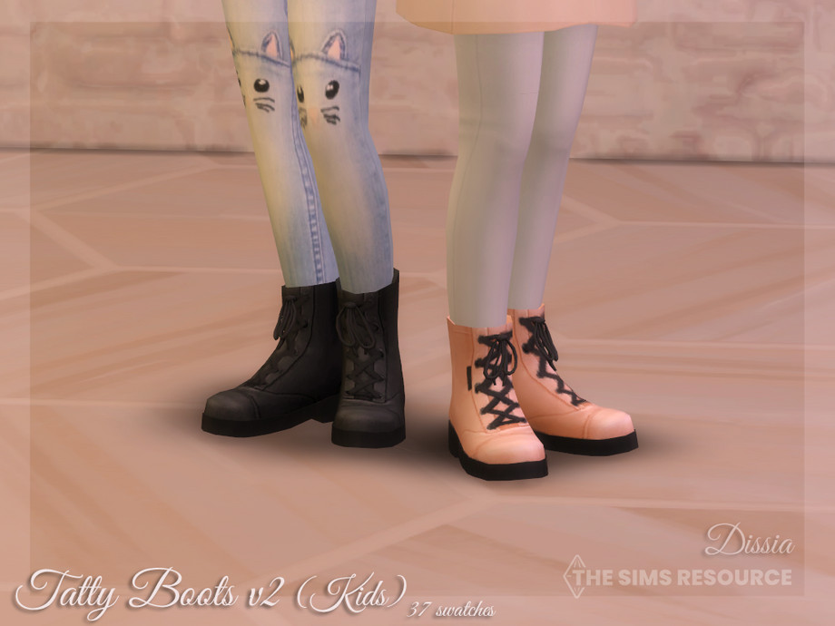 Tatty Boots v2 (Kids) by Dissia from TSR • Sims 4 Downloads