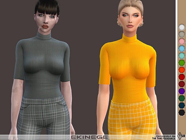 Half Sleeve Ribbed Top by ekinege from TSR