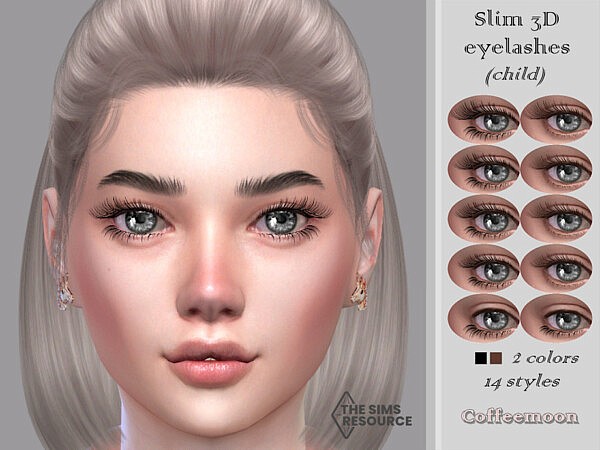 Slim 3D eyelashes (Child) by coffeemoon from TSR