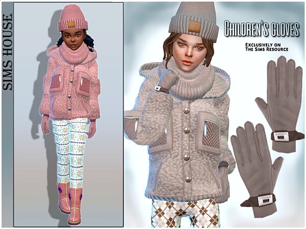 Childrens gloves for a teddy jacket by Sims House from TSR