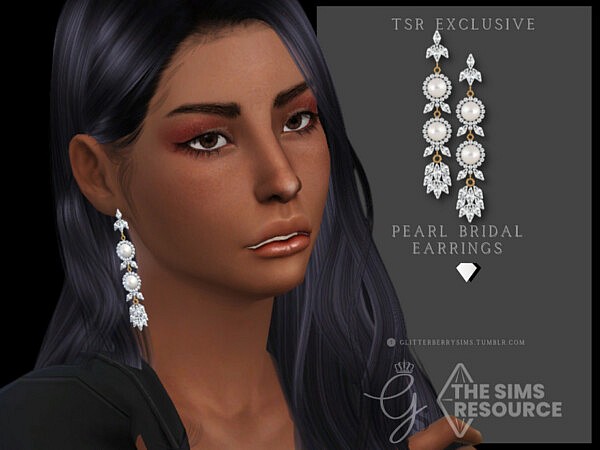 Pearl Bridal Earrings by Glitterberryfly from TSR