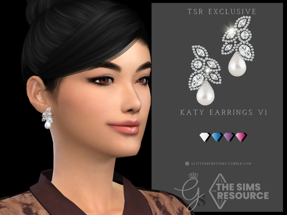 Katy Earrings V1 By Glitterberryfly From Tsr • Sims 4 Downloads