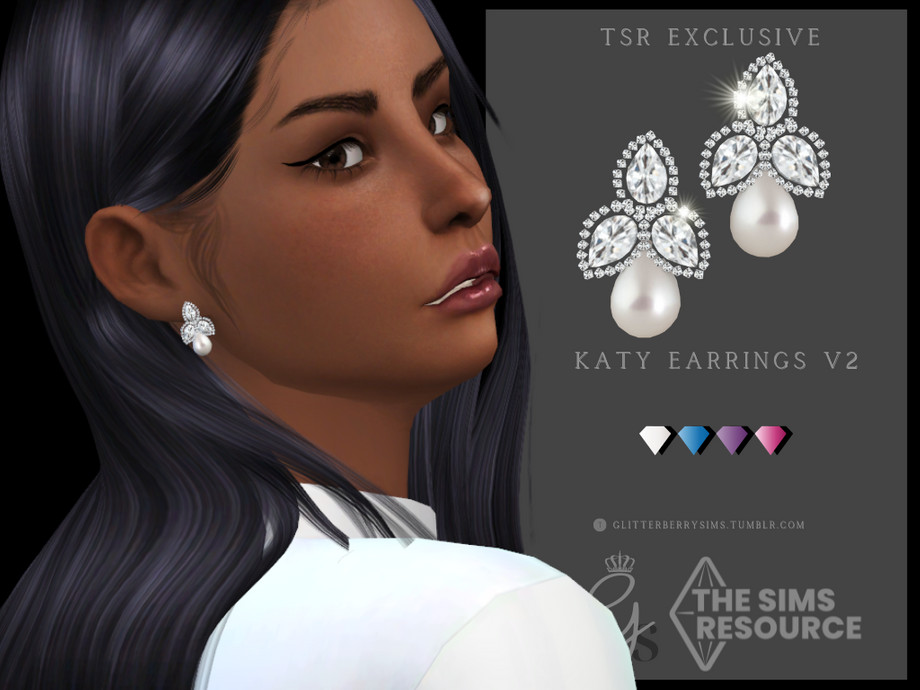 Katy Earrings V2 By Glitterberryfly From Tsr • Sims 4 Downloads
