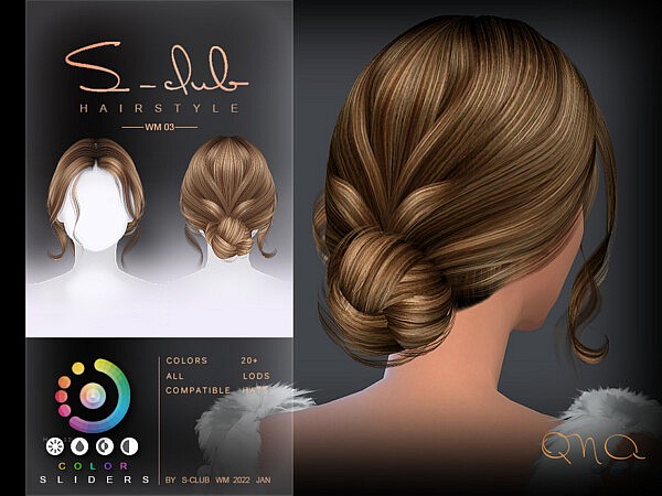 Elegante bun hairstyles (ANA) by S Club from TSR