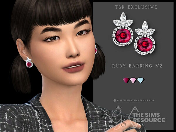 Ruby Earrings V2 by Glitterberryfly from TSR