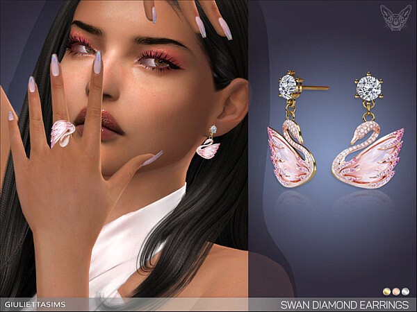 Swan Diamond Earrings by feyona from TSR