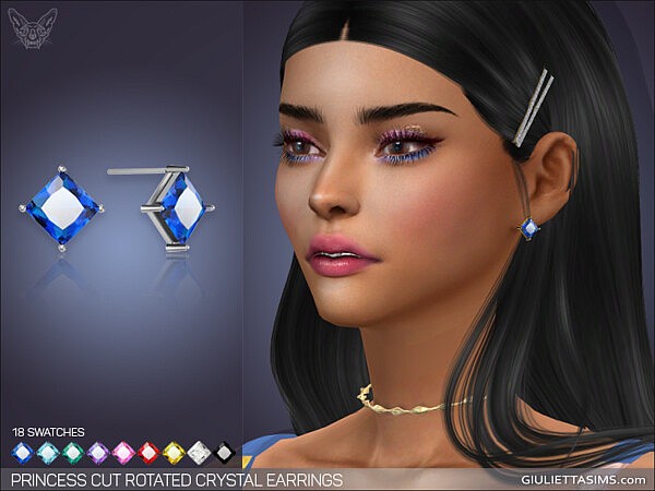 Princess Cut Rotated Crystal Earrings from Giulietta Sims