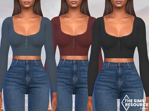 Female Cropped Buttoned Tops by Saliwa from TSR