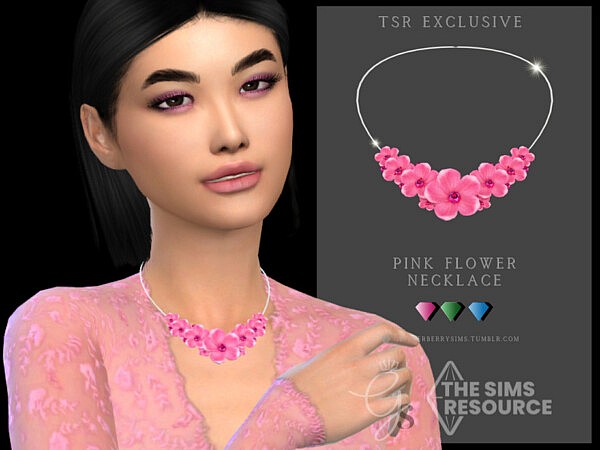 Pink Flower Necklace by Glitterberryfly from TSR