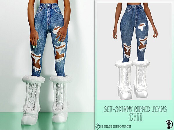 Set Skinny Ripped Jeans C711 by turksimmer from TSR