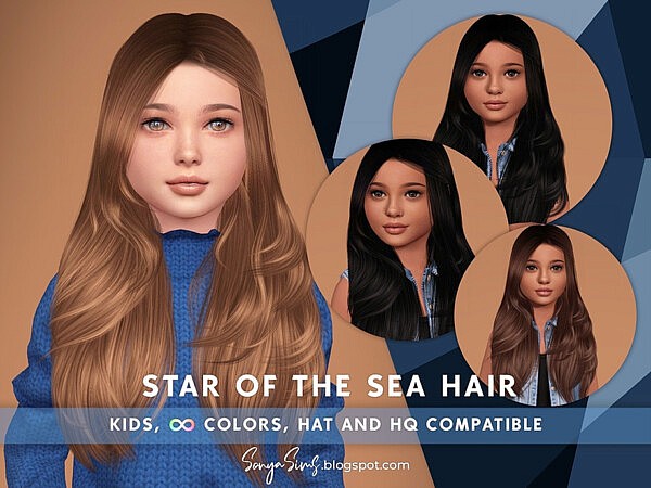 Star of The Sea KIDS Hair by SonyaSimsCC from TSR