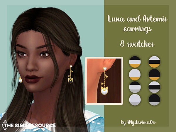 Luna and Artemis earrings by MysteriousOo from TSR