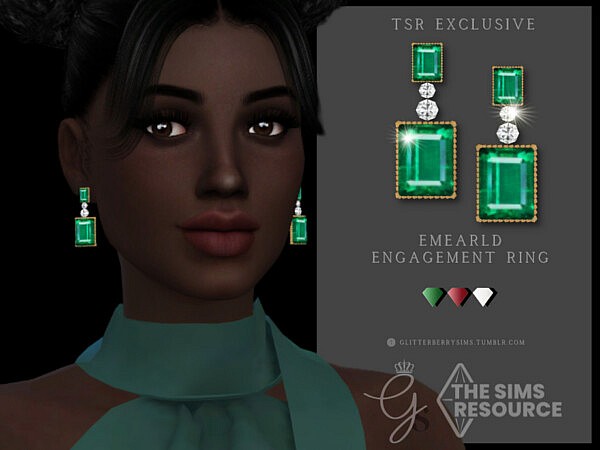 Emerald Engagement Earrings by Glitterberryfly from TSR