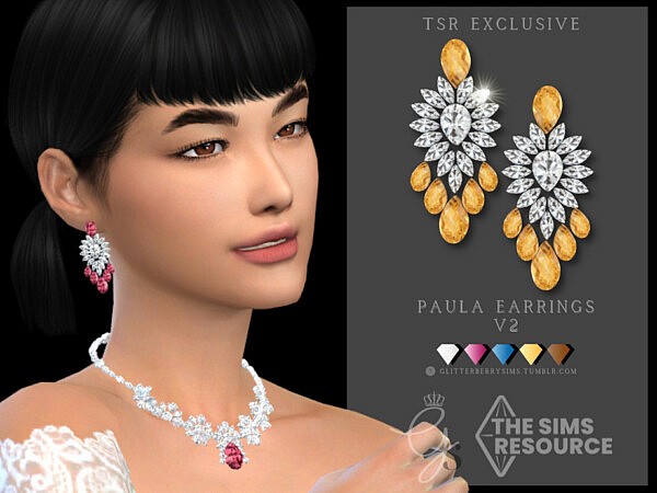 Paula Earrings V2 by Glitterberryfly from TSR