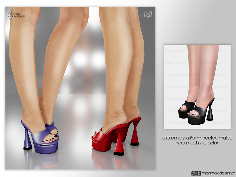 Extreme Platform Heeled Mules S03 by mermaladesimtr from TSR • Sims 4 ...