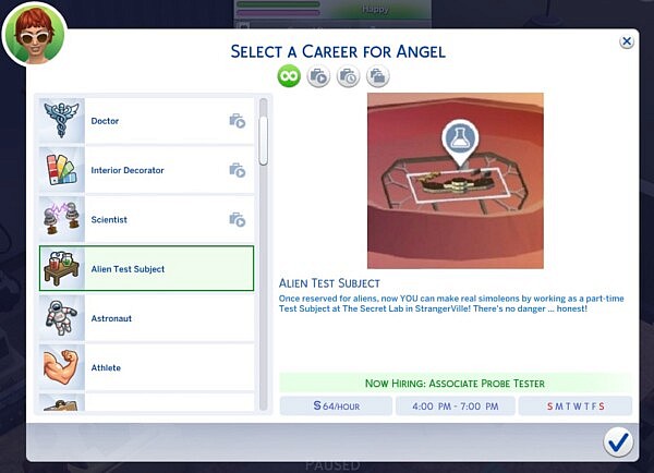 Alien Test Subject (Part Time) Career by BosseladyTV from Mod The Sims