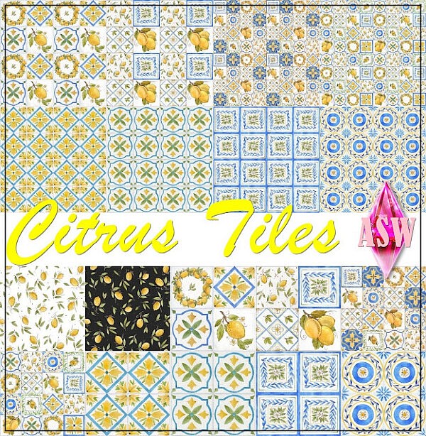 Citrus Tiles Wallpaper & Floors from Annett`s Sims 4 Welt