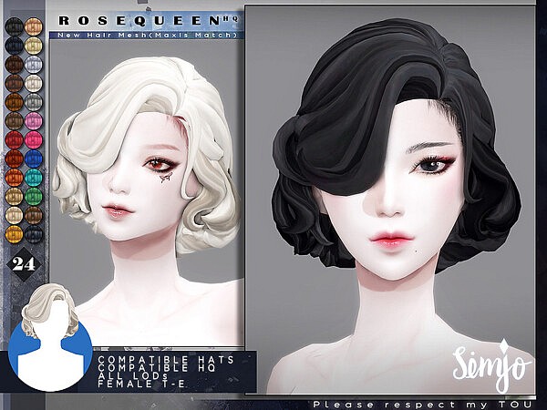 TS4 Female Hairstyle RoseQueen by KIMSimjo from TSR