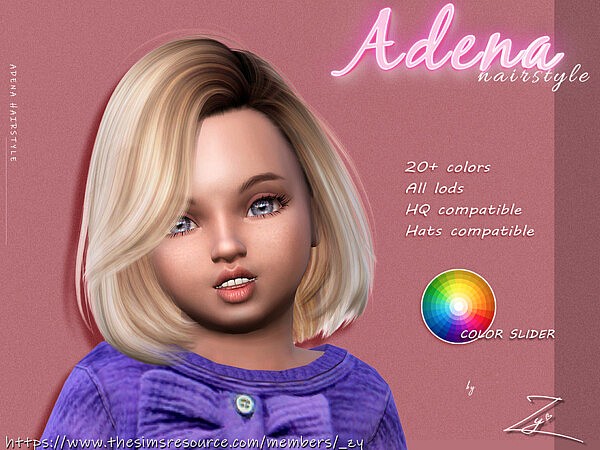 Adena Hairstyle for toddlers(medium bob hairstyle) by  zy from TSR