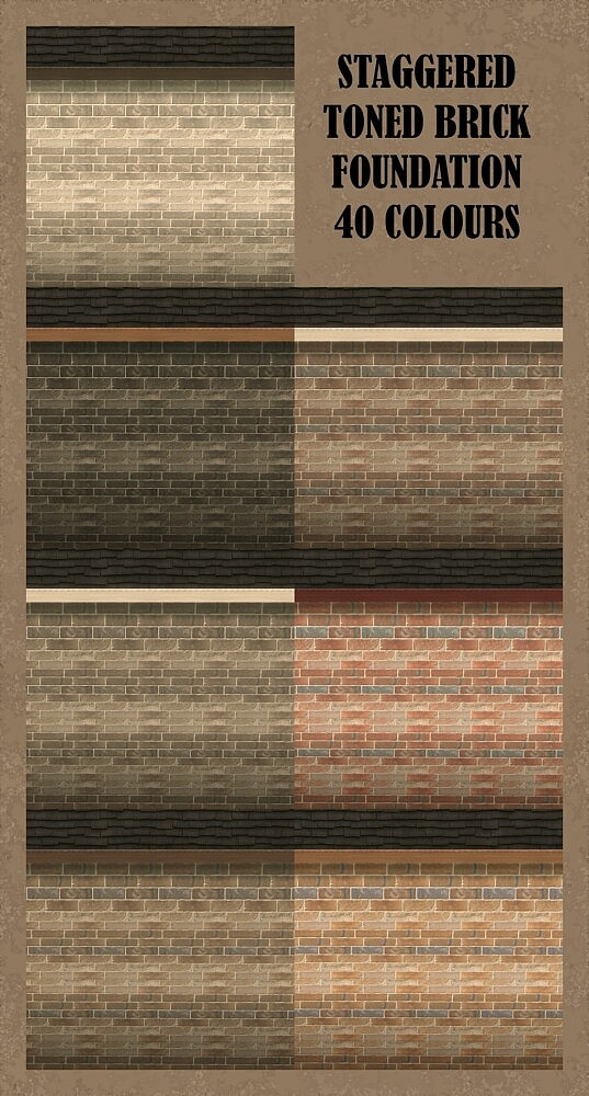 Staggered Toned Brick Foundation   40 Colours by  Simmiller from Mod The Sims