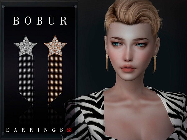 Star earrings with waterfall chains by Bobur3 from TSR