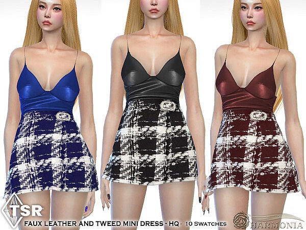 Leather and Tweed Mini Dress by Harmonia from TSR