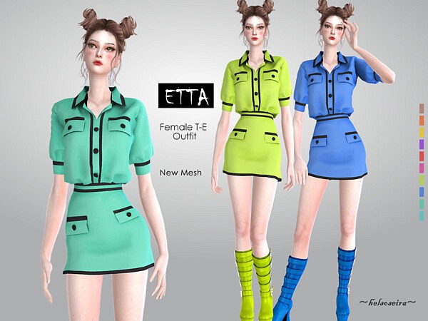 ETTA   Button Up Mini Dress by Helsoseira from TSR