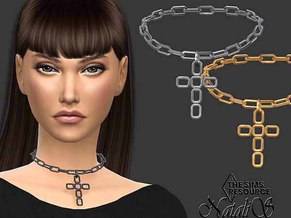 Chain choker with cross by NataliS from TSR