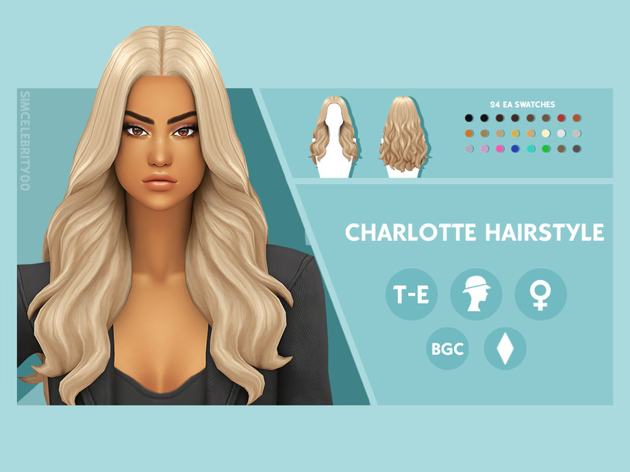 Charlotte Hair by simcelebrity00 from TSR • Sims 4 Downloads