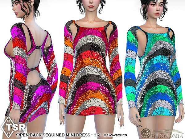Open back Sequined Mini Dress by Harmonia from TSR