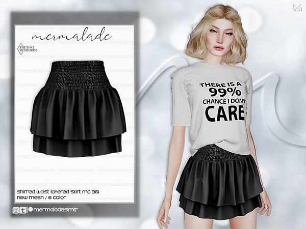 Shirred Waist Layered Skirt MC361 by mermaladesimtr from TSR