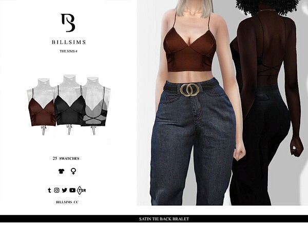 Satin Tie Back Bralet by Bill Sims from TSR