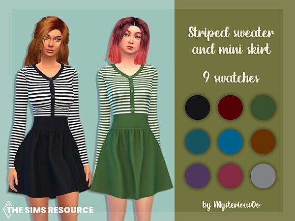 Striped sweater and mini skirt by MysteriousOo from TSR