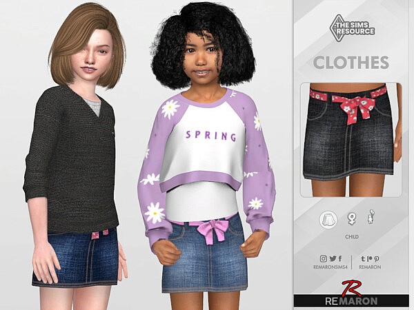 Denim Skirt 01 for Girls by remaron from TSR