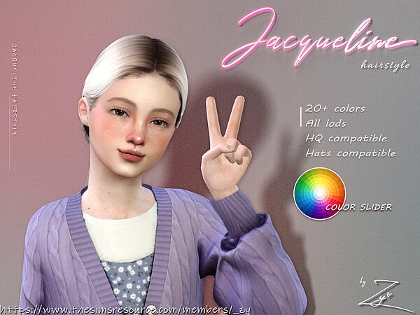 Jacqueline Hair for kids (Tight low ponytail) by  zy from TSR