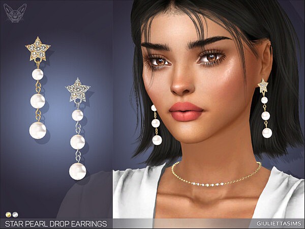 Star Pearl Drop Earrings by feyona from TSR