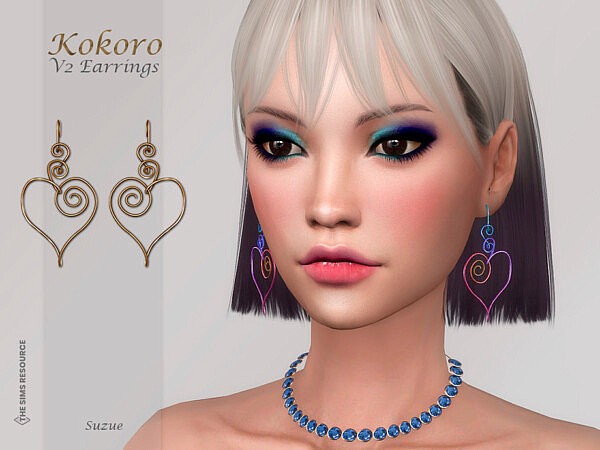 Kokoro Earrings v2 by Suzue from TSR
