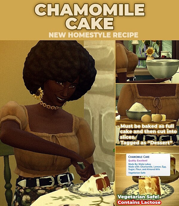 Chamomile Cake   New Custom Recipe by RobinKLocksley from Mod The Sims