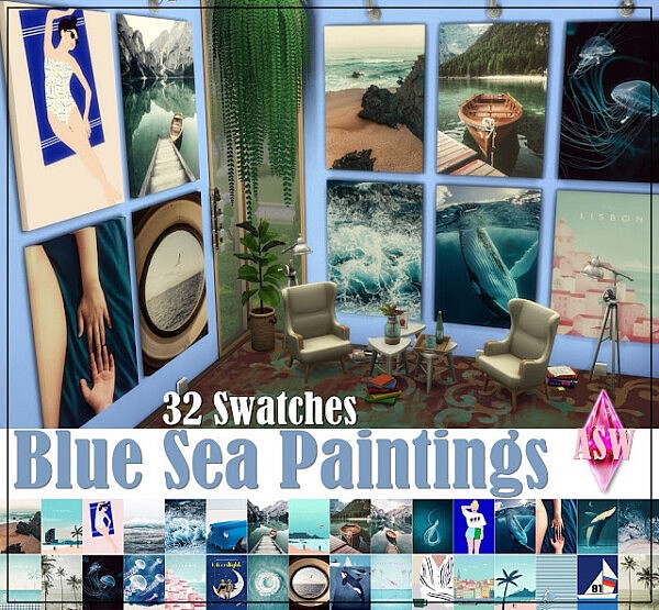 Blue Sea Paintings from Annett`s Sims 4 Welt
