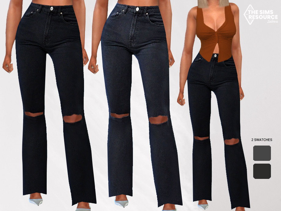 New Style High Waisted Ripped Mom Jeans By Saliwa From Tsr • Sims 4 Downloads