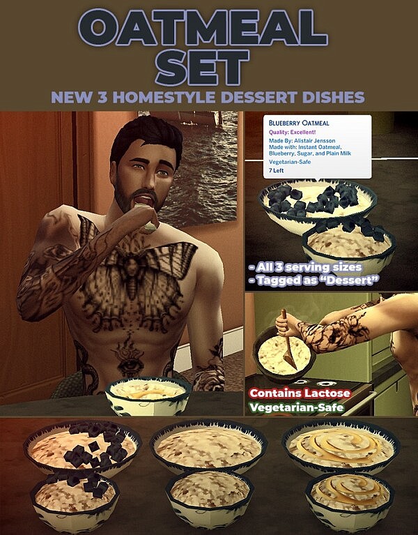 Oatmeal Set   3 New Custom Recipes by RobinKLocksley from Mod The Sims