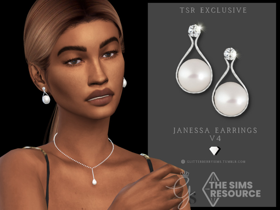 Janessa Earrings v4 by Glitterberryfly from TSR • Sims 4 Downloads