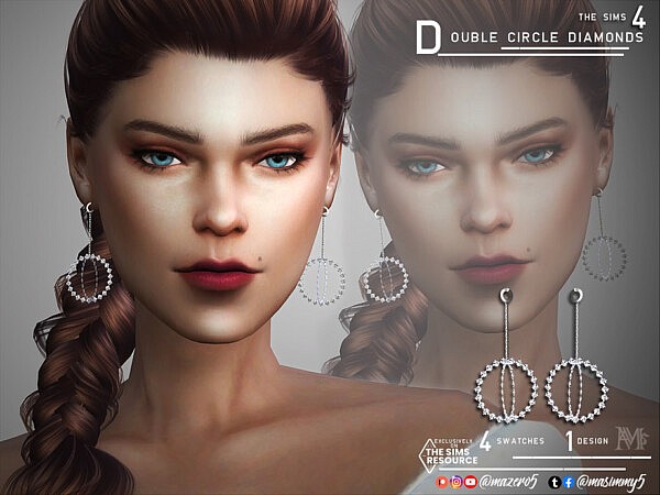 Double Circle Diamonds Earrings by Mazero5 from TSR