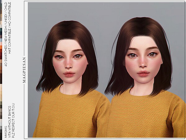 Vita Hair without bangs for Child by magpiesan from TSR