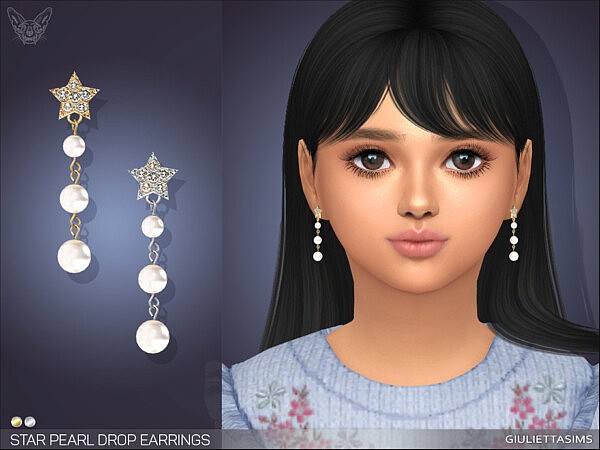 Star Pearl Drop Earrings For Kids by feyona from TSR
