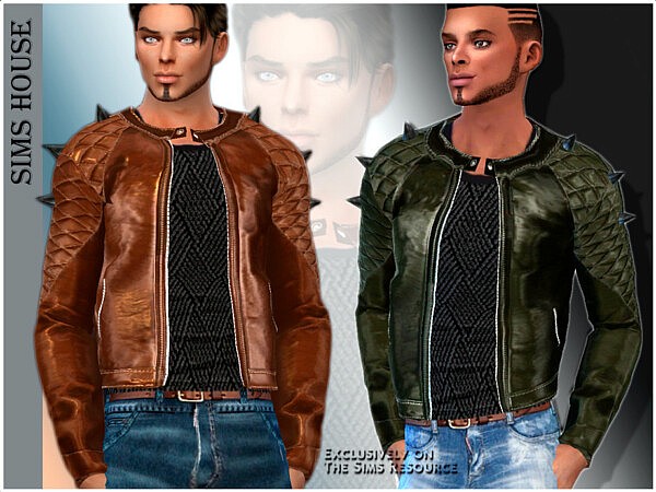 Mens studded leather jacket and sweater by Sims House from TSR