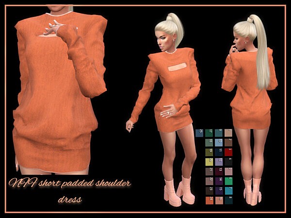 Short padded shoulder dress by Nadiafabulousflow from TSR